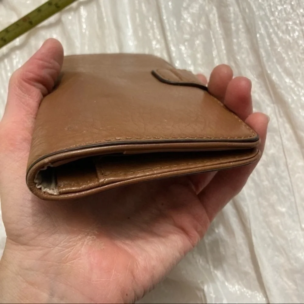 Michael Kors light brown leather side opening wallet